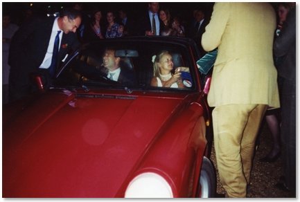 Craig & Muffy driving off in hired car