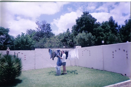 Craig hanging up washing