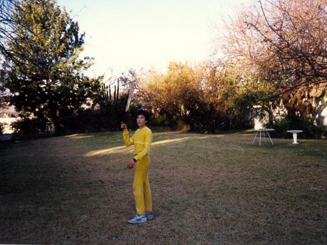 Preparing to use Cricket Bat to dislodge Rugy Ball stuck in Tree