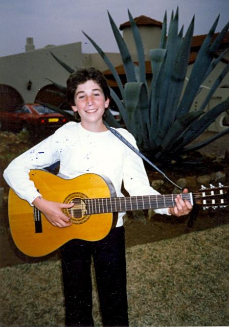 With Guitar outside Aston Street